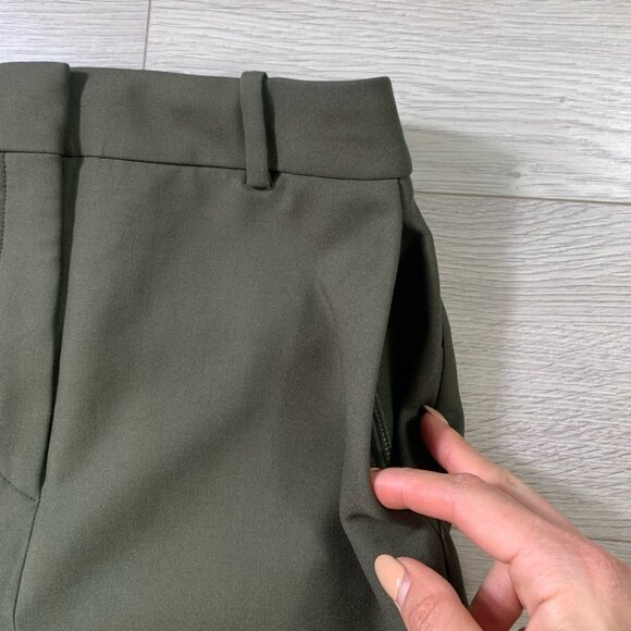 Aritzia Babaton Chisel Skirt Structured Mini Pencil Skirt Dark Olive - Picture 11 of 16